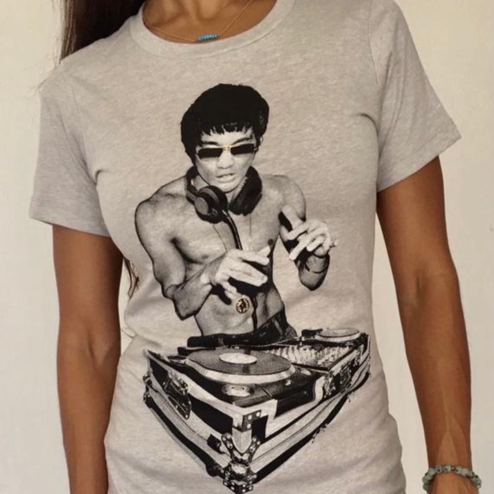 COPY - Bruce Lee Dj Womens Gray T shirt Large and XL